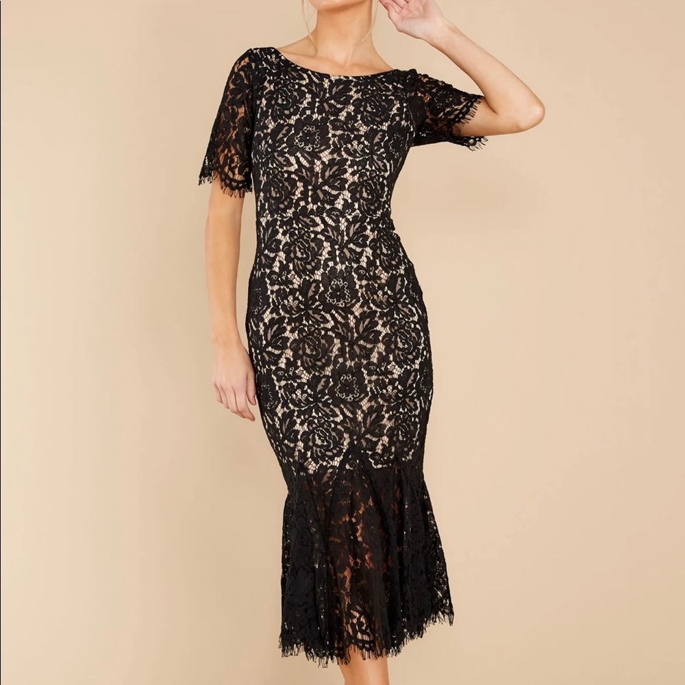 Black lace midi dress